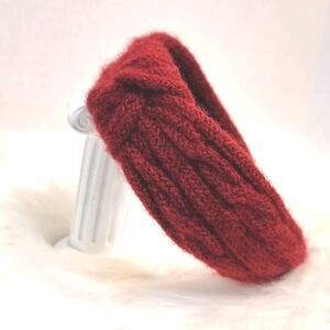 CABLE RIBBED SWEATER KNIT HEADBAND red